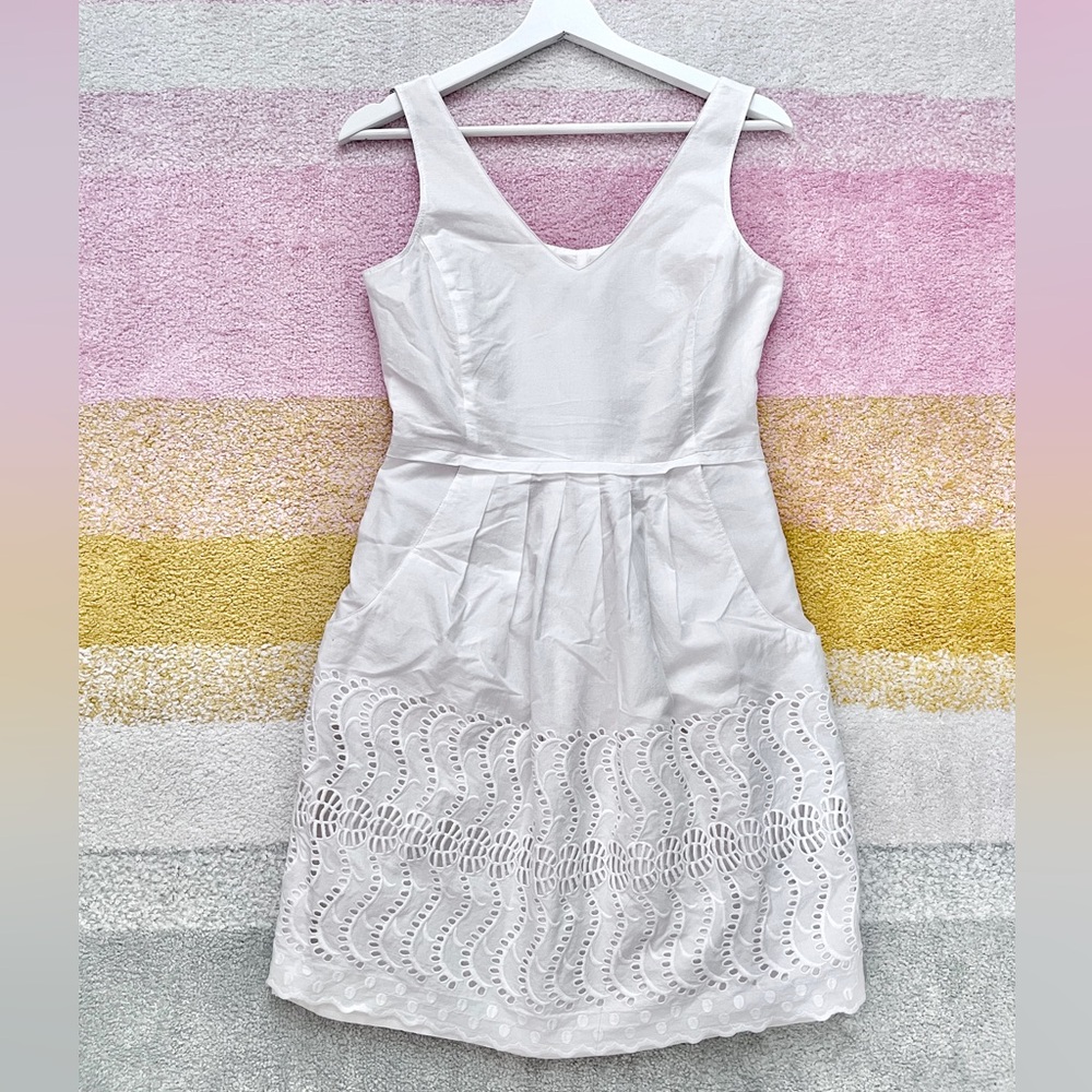 J.Crew White Eyelet Sleeveless Mini Dress